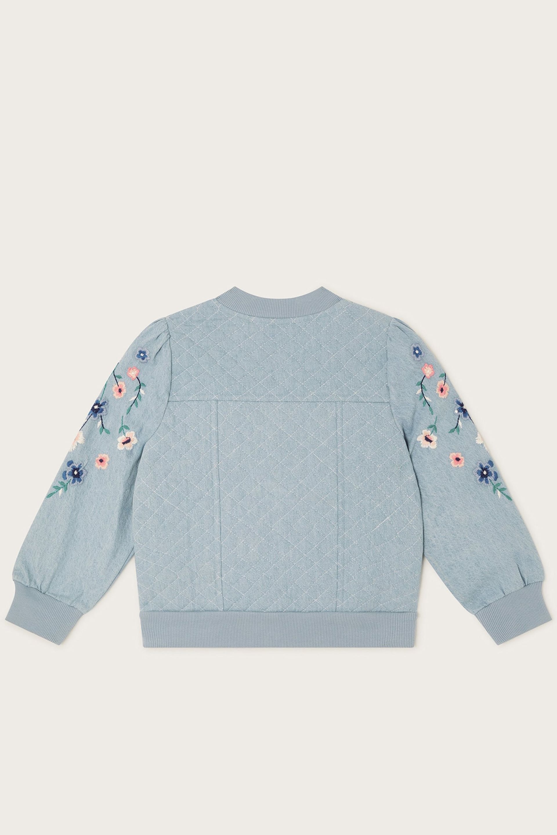 Monsoon Blue Chambray Embroidered Bomber Jacket - Image 2 of 3