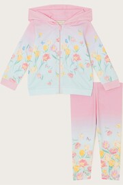 Monsoon Pink Baby Floral Ombre Hoodie Set - Image 1 of 3