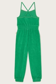 Monsoon Green Crochet Trim Towelling 100% Cotton Jumpsuit - Image 2 of 3