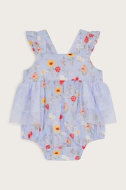 Monsoon Blue Newborn Floral Mesh Romper - Image 1 of 3