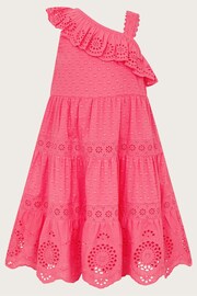 Monsoon Pink One-Shoulder Broderie Dress - Image 1 of 3