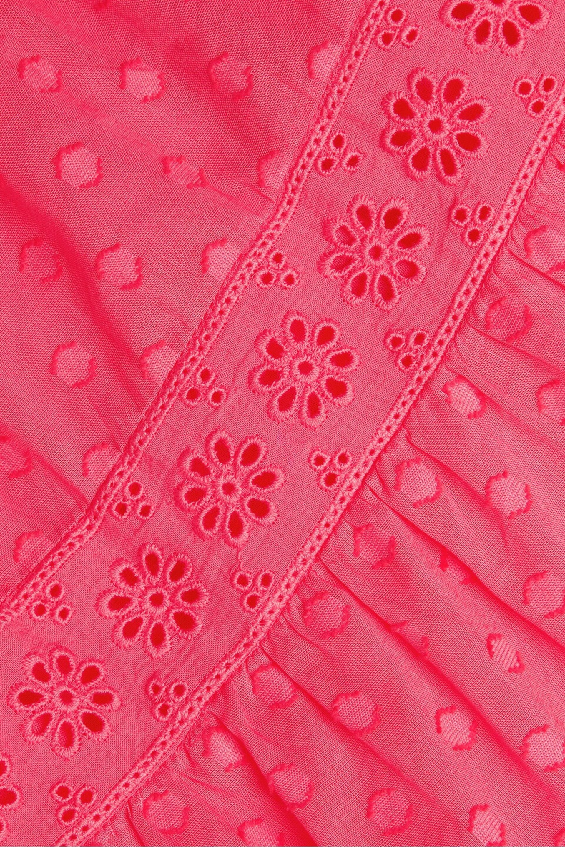 Monsoon Pink One-Shoulder Broderie Dress - Image 3 of 3