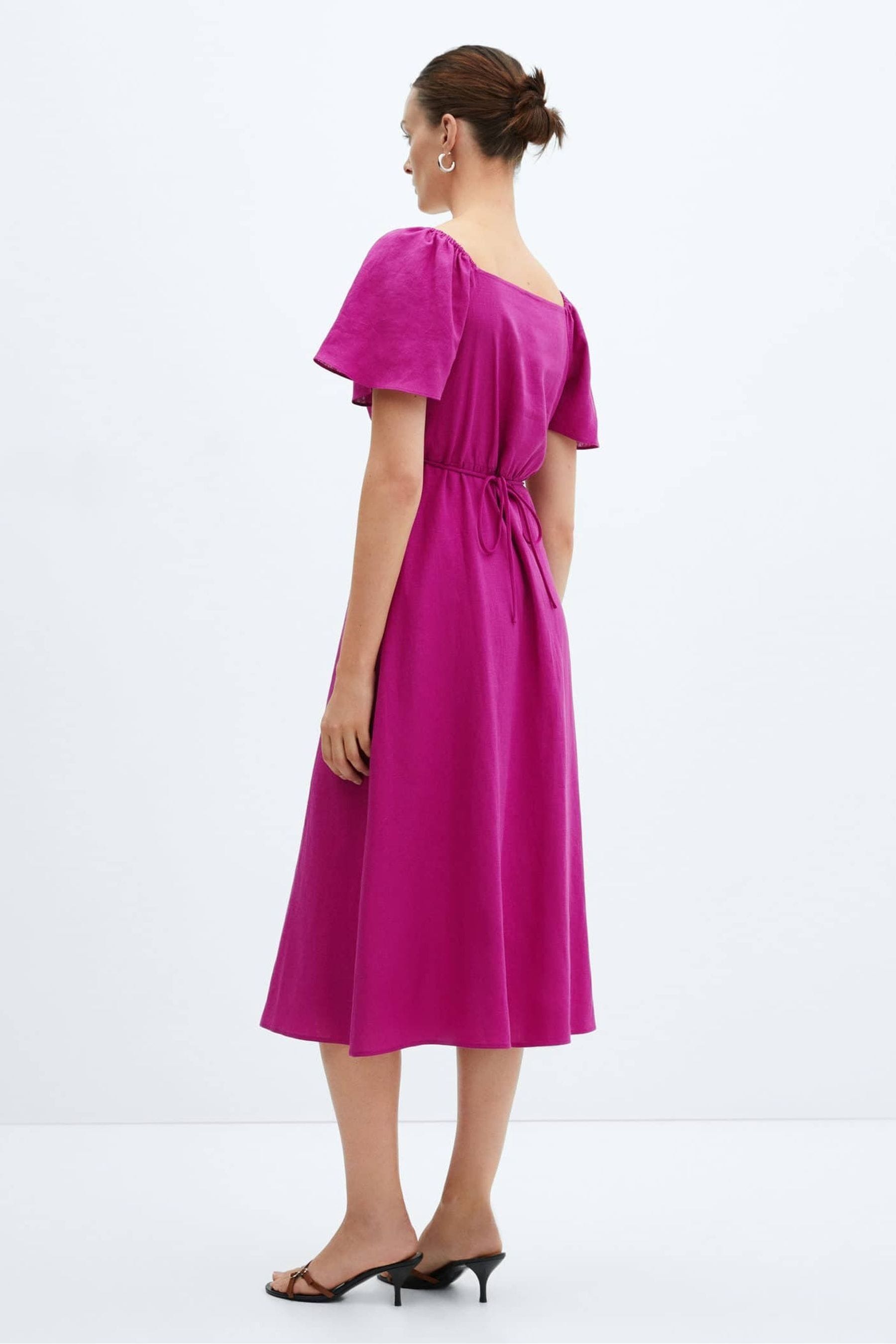 Mango linen blend midi dress online