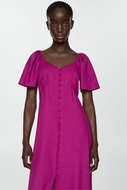 Mango Purple Buttoned Linen-Blend Dress - Image 4 of 6