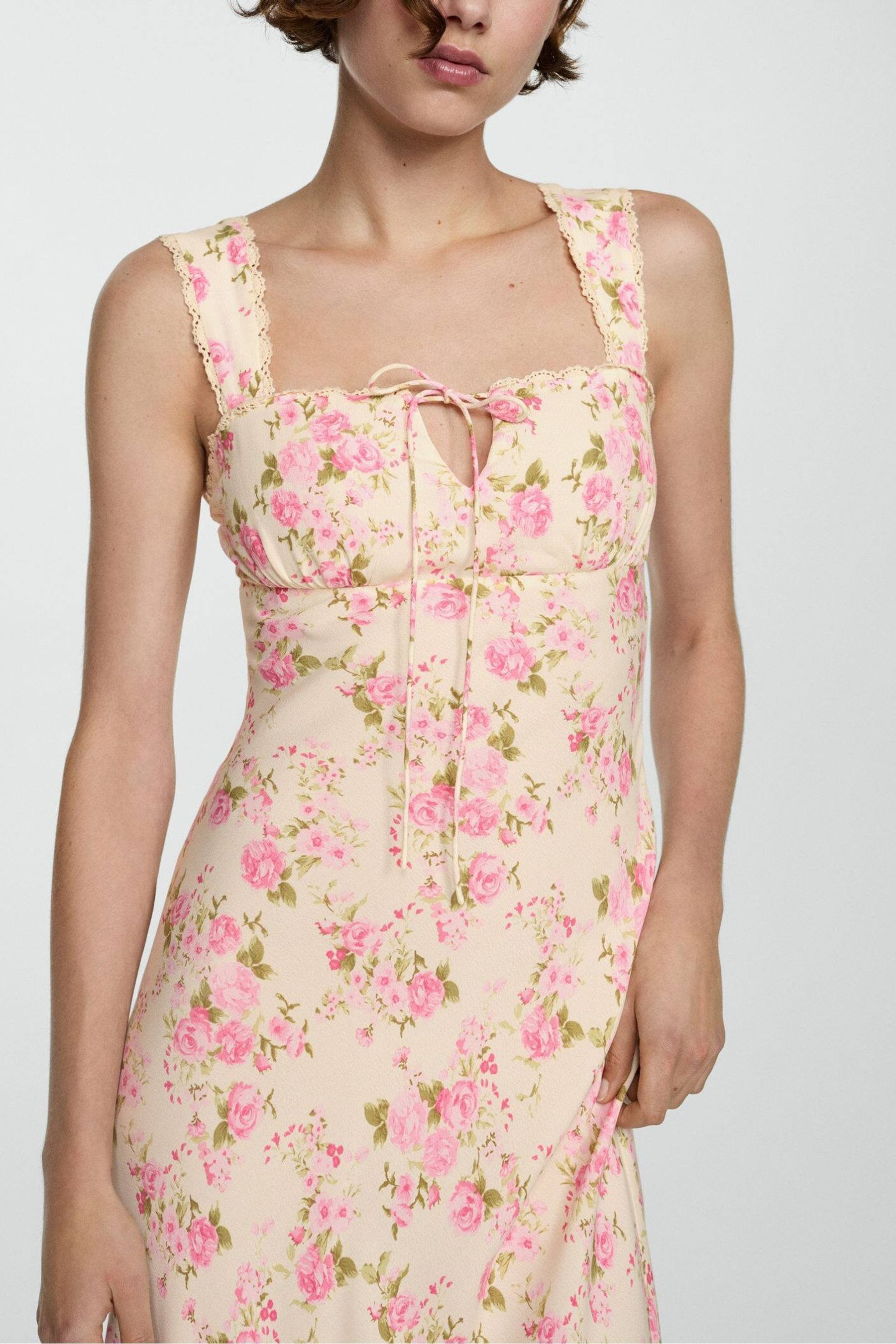 Mango pink floral dress clearance