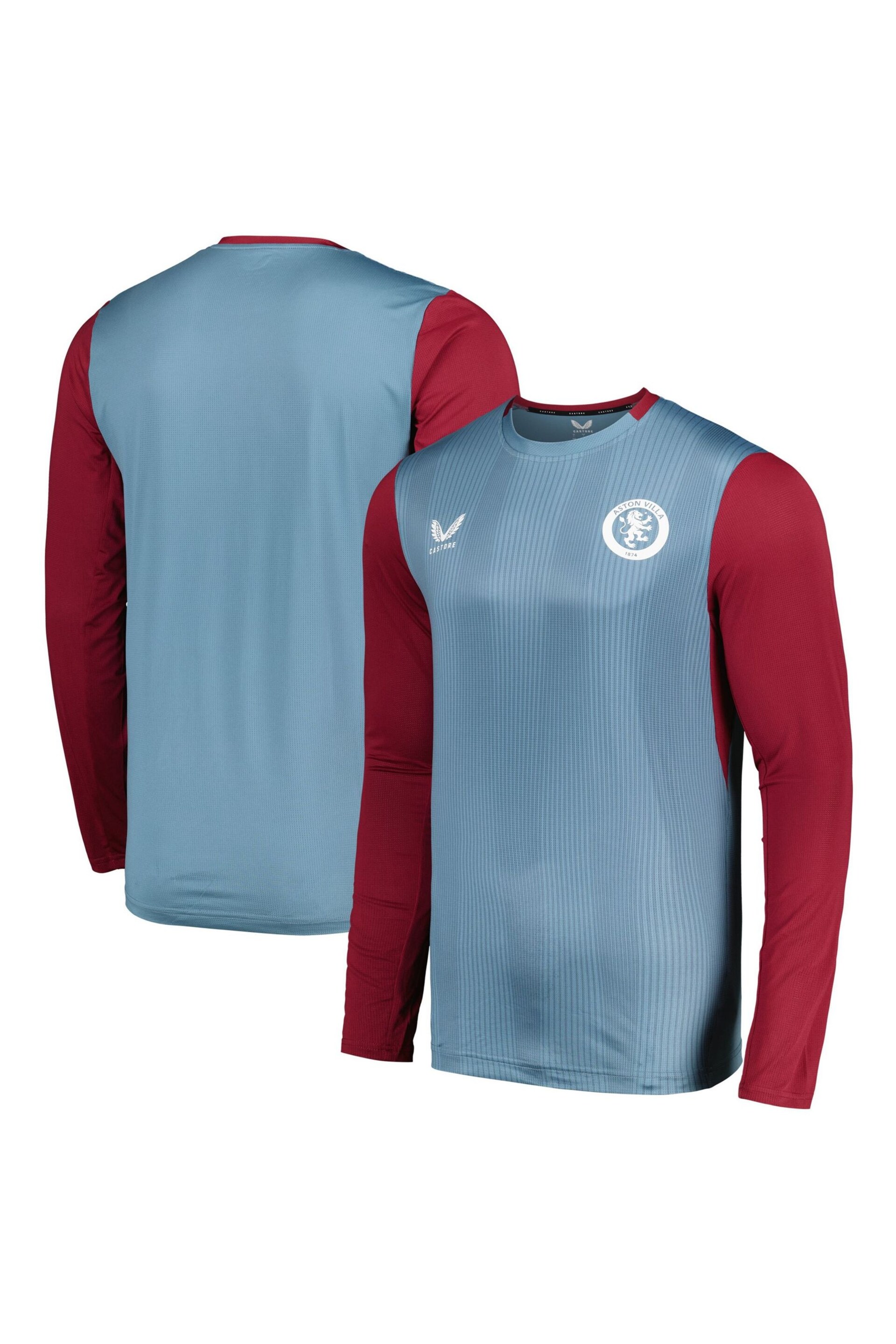 Castore Blue Long Sleeve Aston Villa Players Training Top - Image 1 of 3