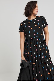 Simply Be Black Spot Print Supersoft Pocket Midi Dress - Image 3 of 4