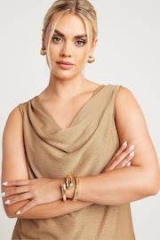 Yours Curve Gold Limited Textured Cowl Neck Top - Image 4 of 5