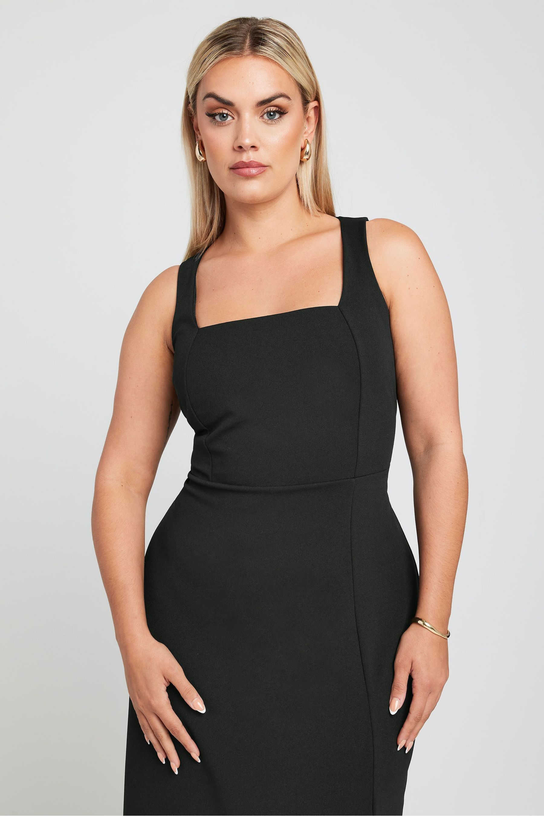 Black square neck maxi dress outlet