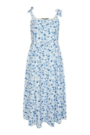 Yours Curve White LIMITED COLLECTION Curve Blue Floral Print Bow Strap Midaxi Dress - Image 6 of 6