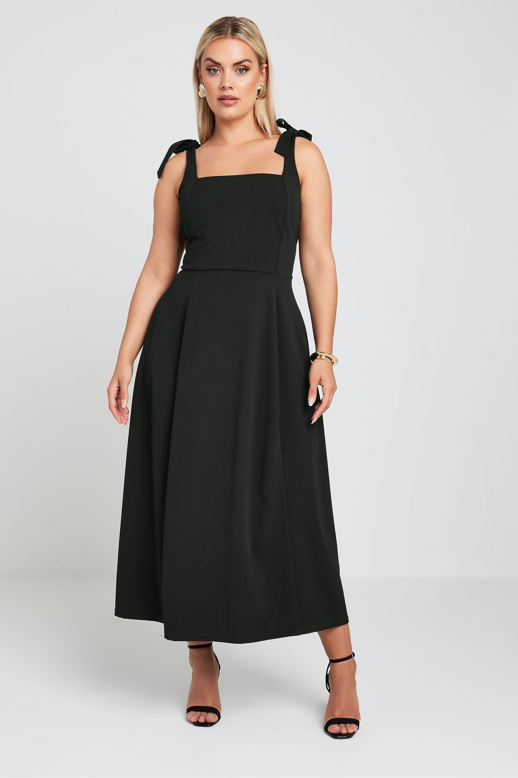 Yours Curve Black Limited Collection Midaxi Dress 18 Womens