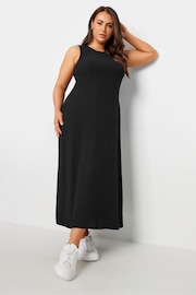 Yours Curve Black Sleeveless Ribbed Swing Maxi Dress - Image 1 of 5