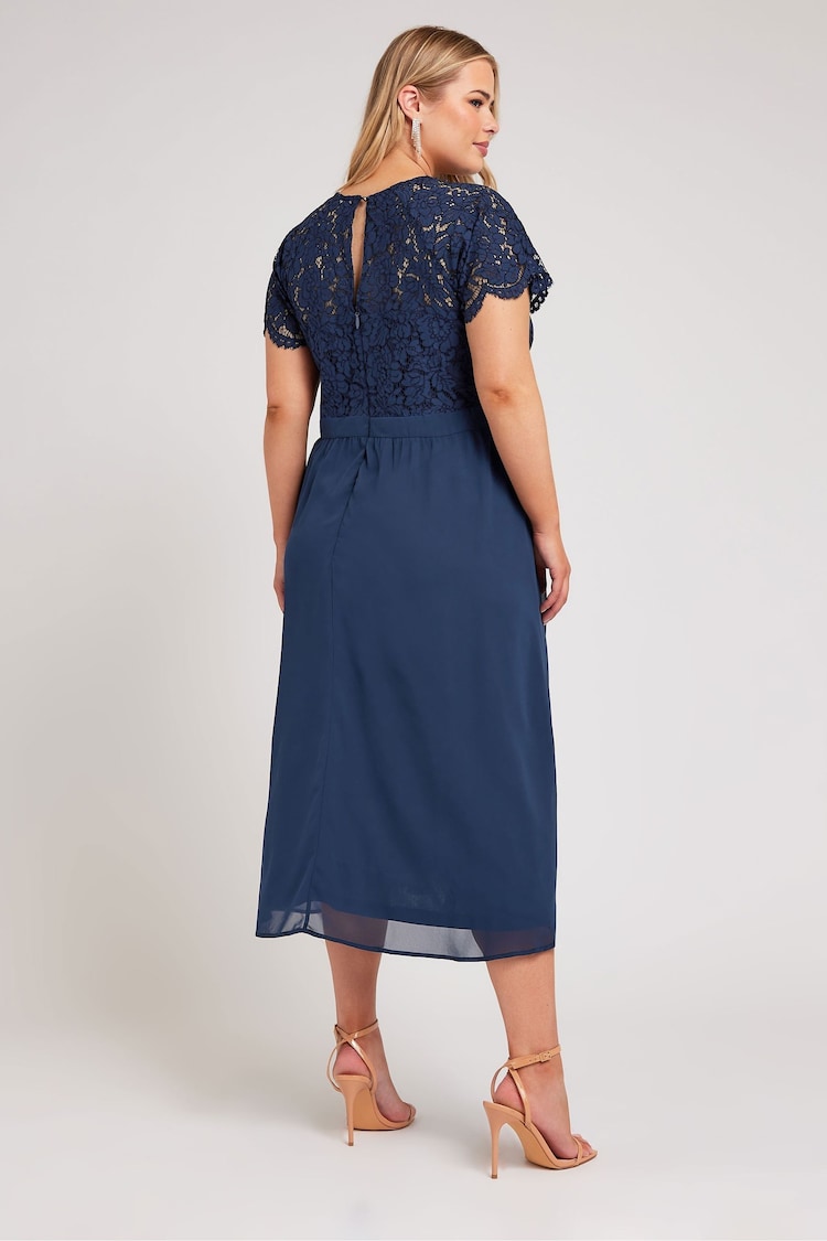 Yours Curve Blue Lace Sweetheart Midi Dress - Image 2 of 5