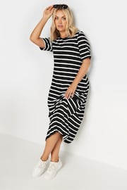 Yours Curve Black Stripe Ribbed Maxi Dress - Image 1 of 5