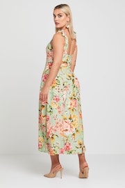 Yours Curve Green LIMITED COLLECTION Curve Blue Floral Print Bow Strap Midaxi Dress - Image 4 of 5