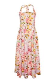 Yours Curve Pink Limited Collection Floral Print Halter Neck Midaxi Dress - Image 6 of 6