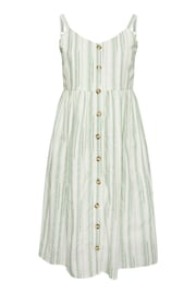 Yours Curve White And Sage Green 100% Cotton Stripe Sundress - Image 5 of 5