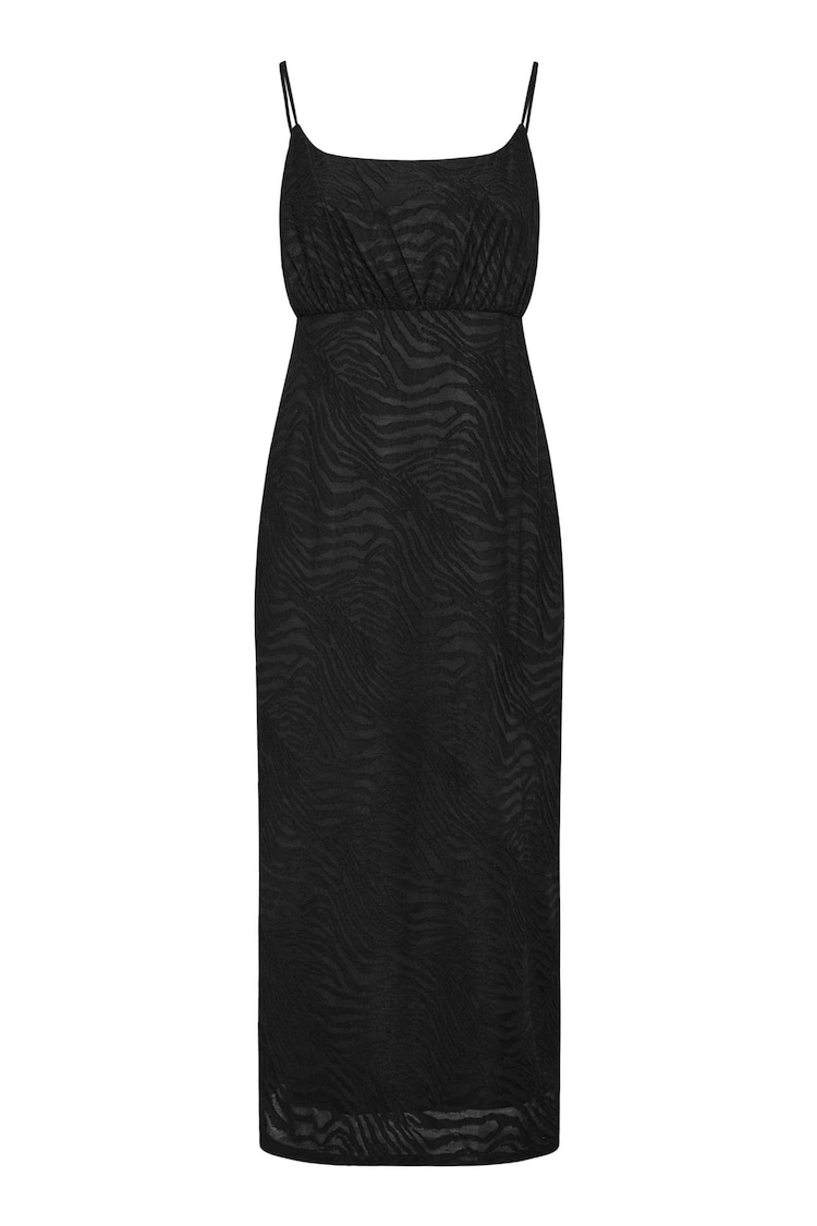 Yours Curve Black Animal Stretch Jacquard Slip Dress - Image 6 of 6