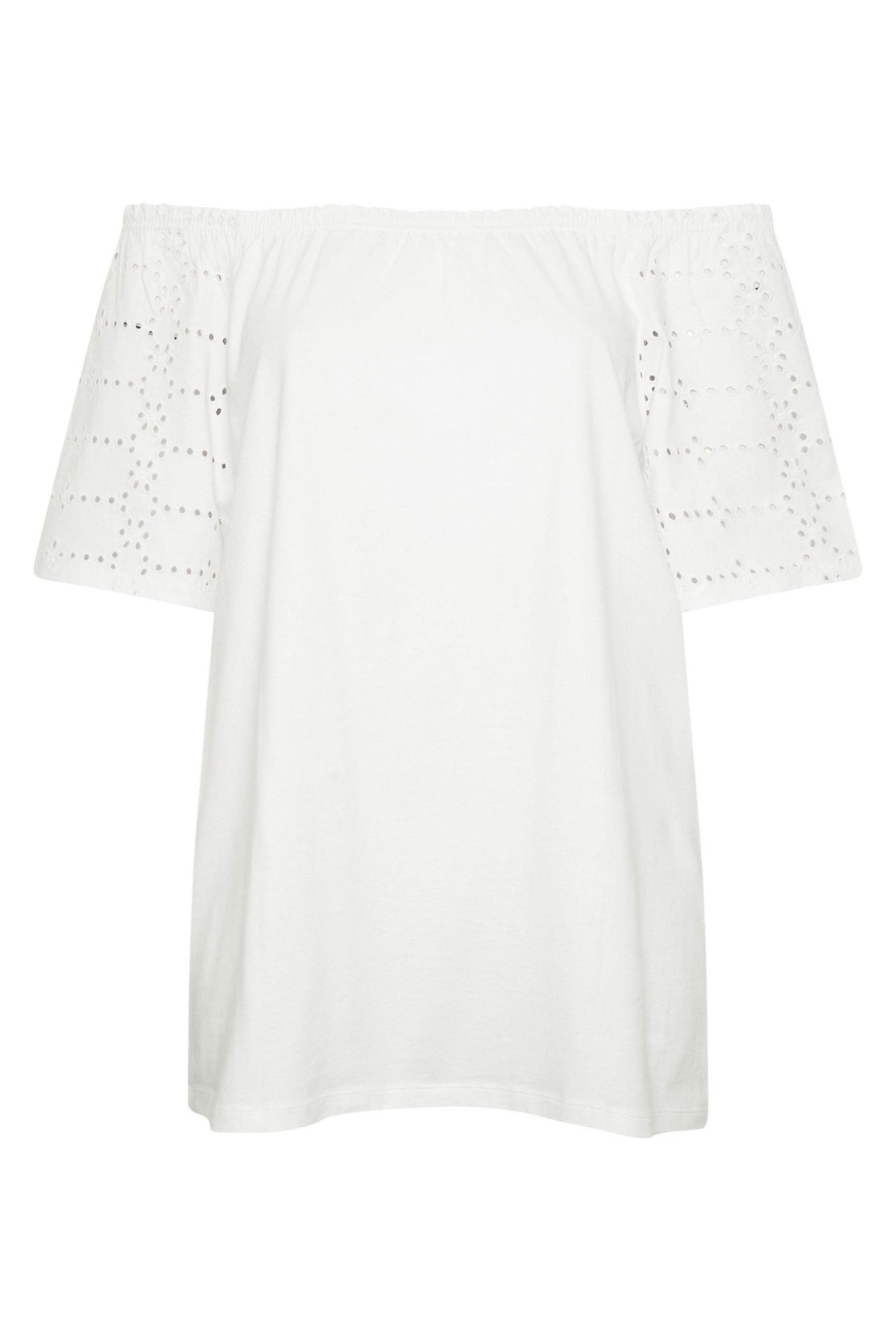White broderie bardot top sale