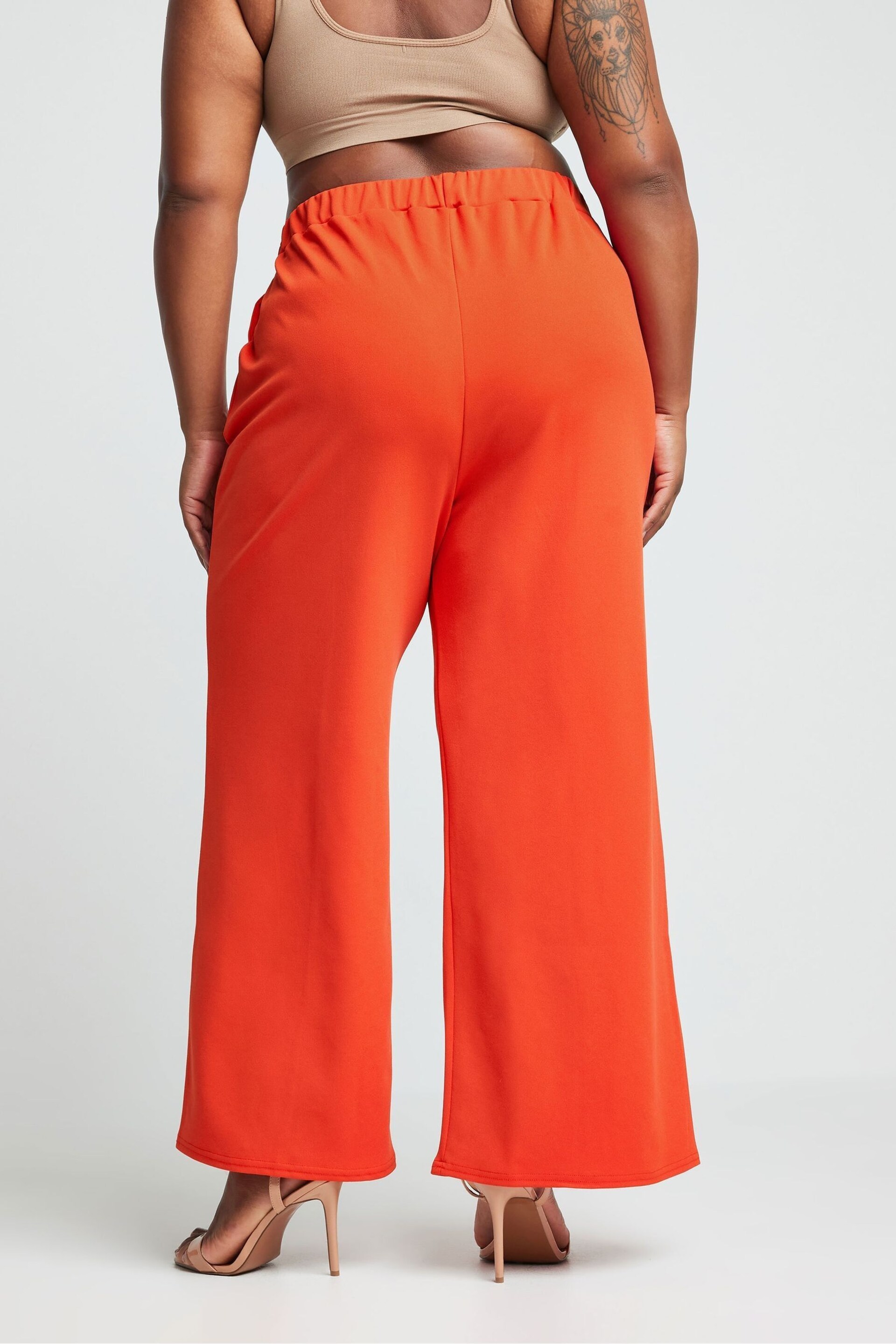 Yours Curve Orange LIMITED COLLECTION Curve Pink Wide Leg Trousers - Image 3 of 5