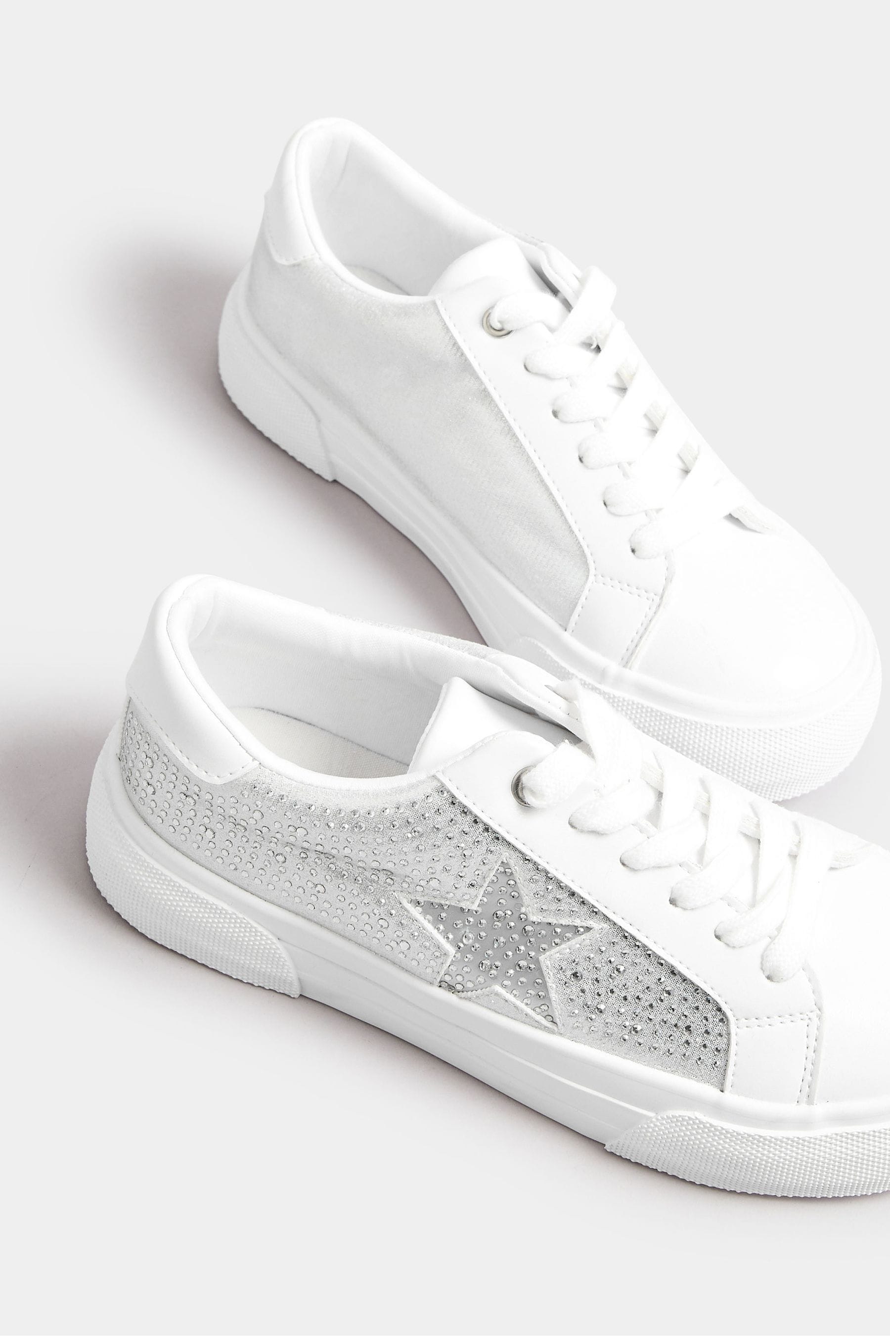 White trainers with diamante cheap