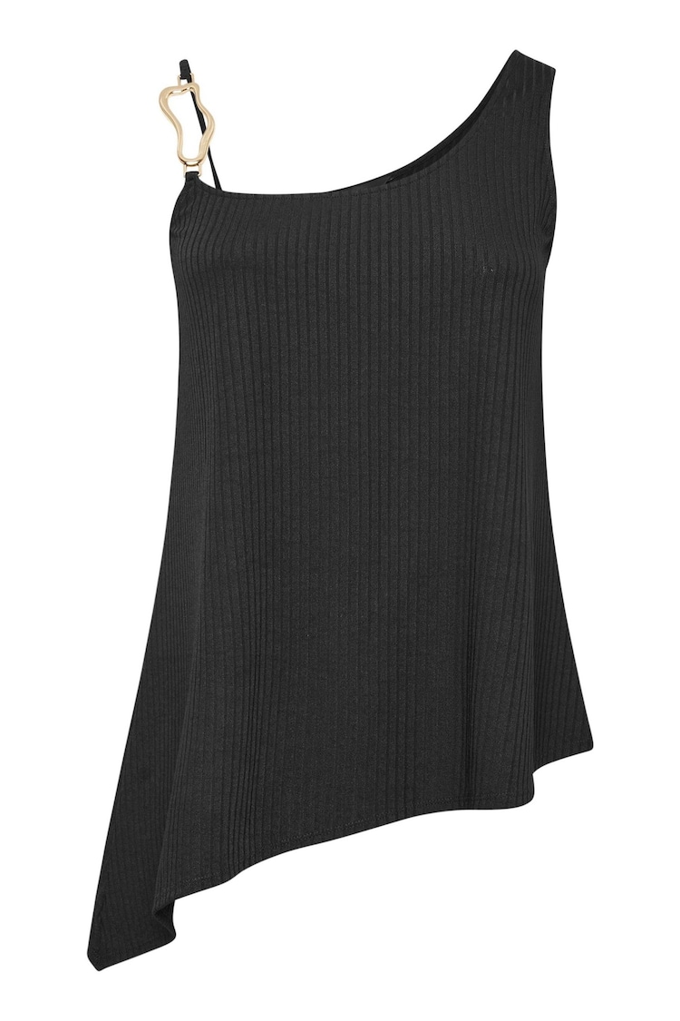 Yours Curve Black Limited Collection Metal Trim Ribbed Vest Top - Image 5 of 5