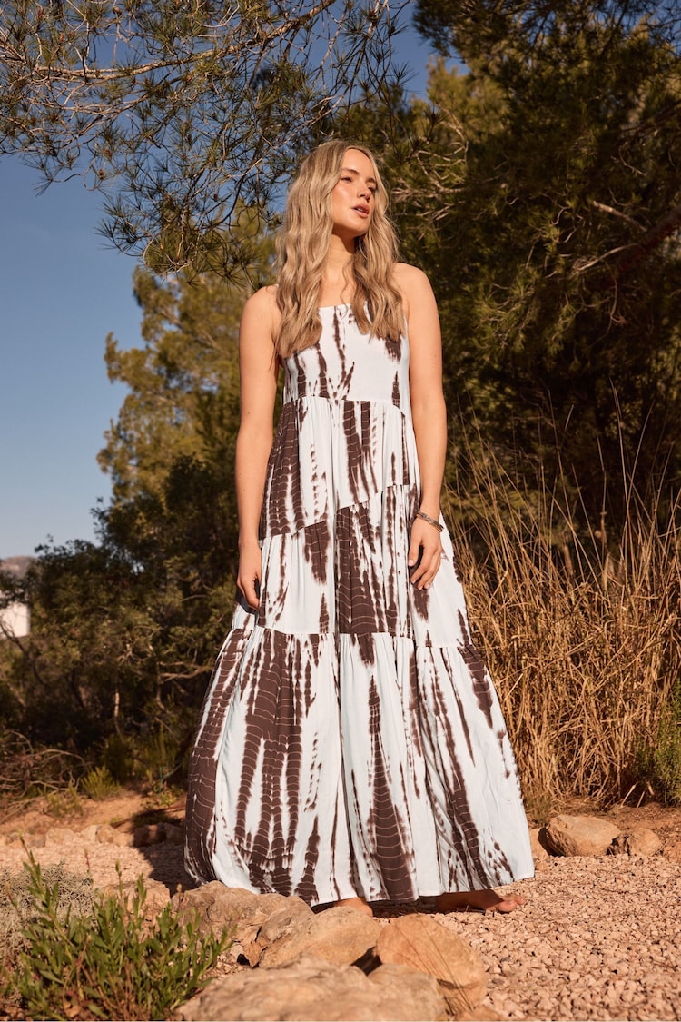 Long Tall Sally Brown Tie Dye Strappy Midaxi Dress - Image 1 of 6