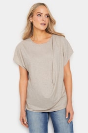 Long Tall Sally Natural LTS Tall Stone Brown Draped Front T-Shirt - Image 1 of 6