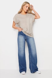 Long Tall Sally Natural LTS Tall Stone Brown Draped Front T-Shirt - Image 3 of 6