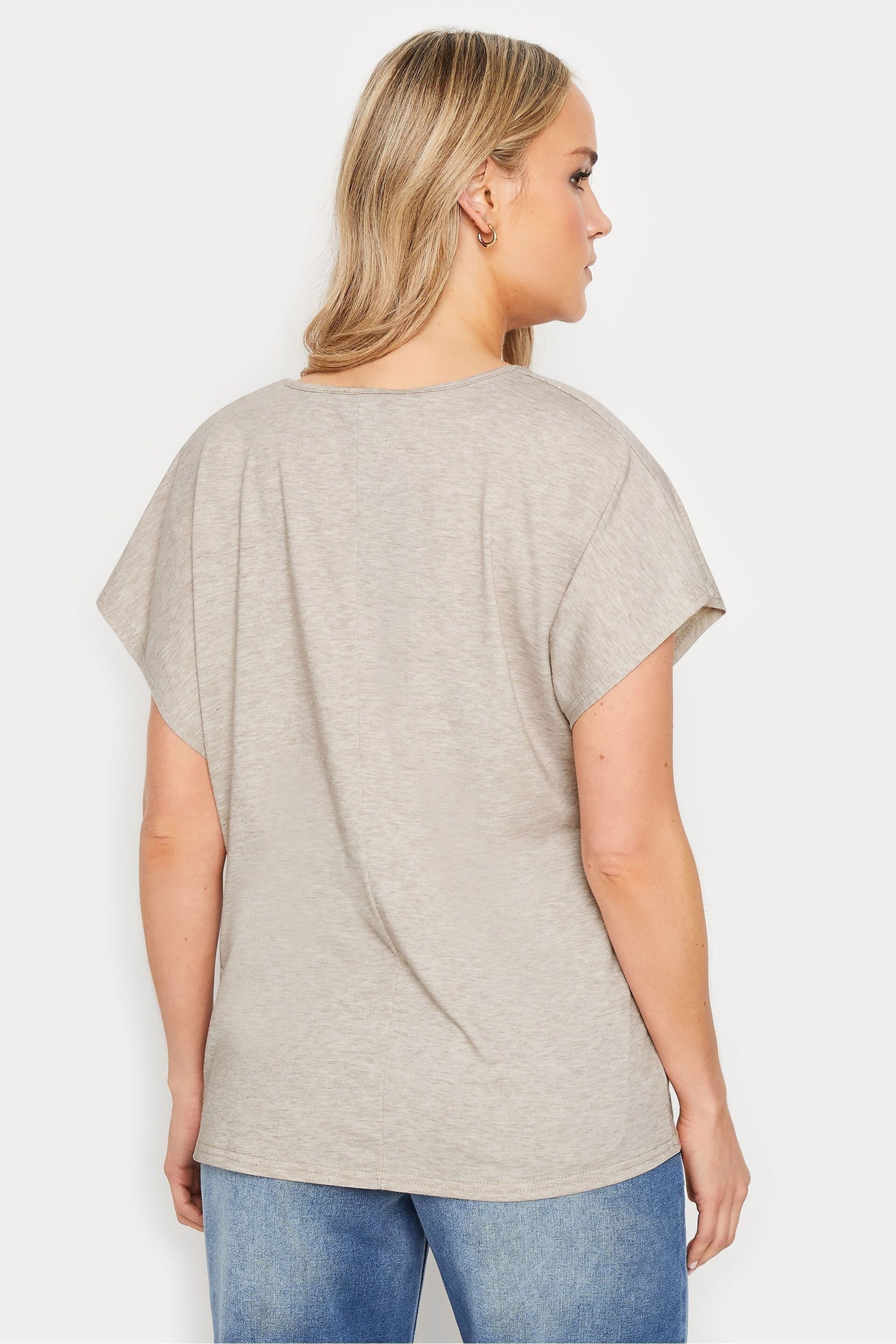 Long Tall Sally Natural LTS Tall Stone Brown Draped Front T-Shirt - Image 4 of 6