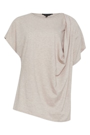 Long Tall Sally Natural LTS Tall Stone Brown Draped Front T-Shirt - Image 6 of 6