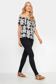 Long Tall Sally Black Aztec Print Button Detail Bardot Top - Image 2 of 5