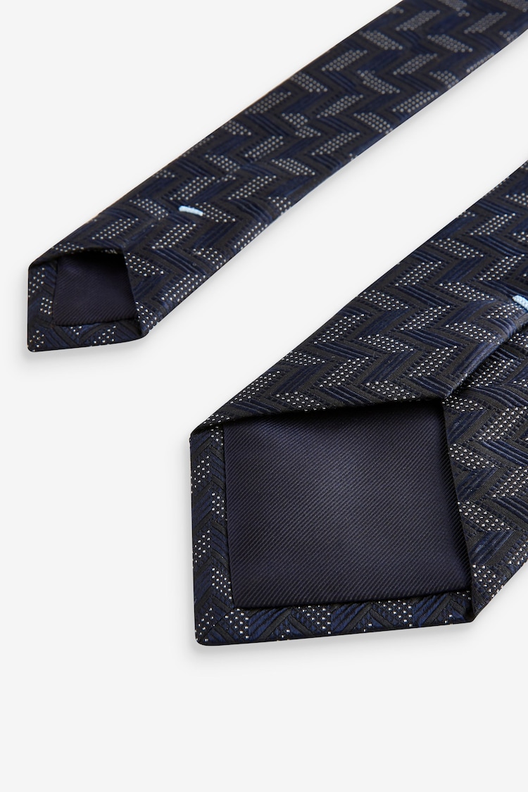 Navy Blue Silk Textured Tie - Image 3 of 3