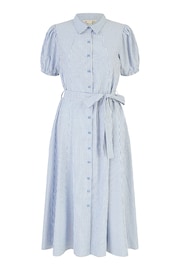 Yumi Blue Cotton Striped Midi Shirt Dress - Image 5 of 5