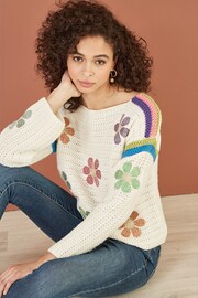 Yumi Cream Crochet Flower Jumper - Image 5 of 5