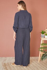 Yumi Blue Striped Italian Linen Shirt - Image 3 of 4
