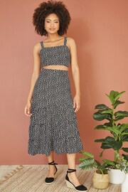 Mela Black Dalmatian Print Midi Skirt - Image 1 of 4