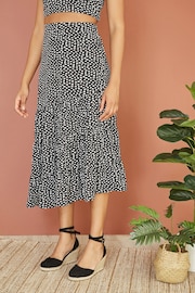 Mela Black Dalmatian Print Midi Skirt - Image 2 of 4