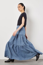 Apricot Blue Tiered Denim Skirt - Image 1 of 5