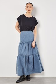 Apricot Blue Tiered Denim Skirt - Image 2 of 5