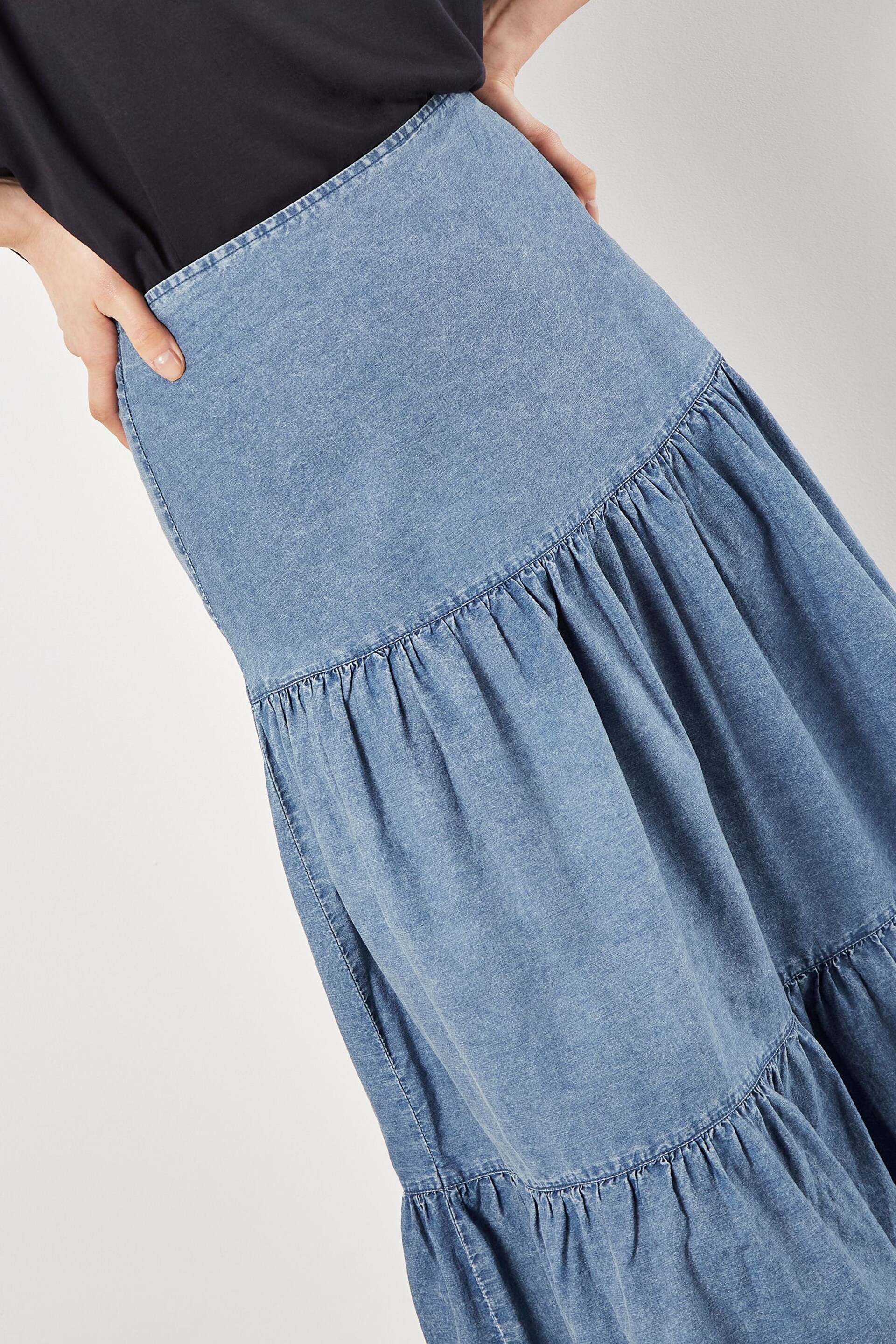 Apricot Blue Tiered Denim Skirt - Image 5 of 5