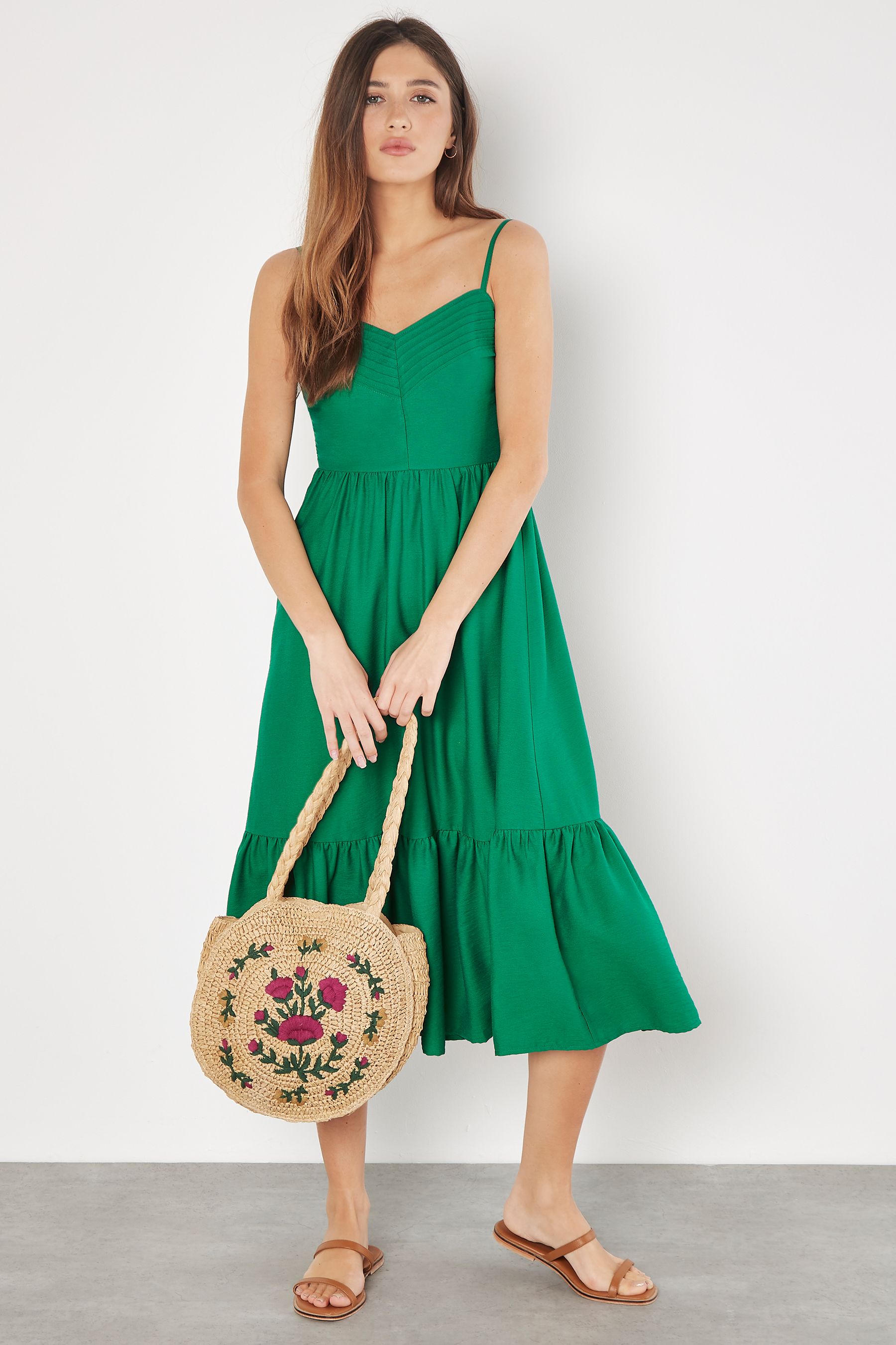 Buy Apricot Green Pintuck Slub Cami Dress from the Next UK online shop