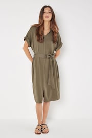 Apricot Green Batwing Midi Shirt Dress - Image 1 of 4