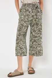 Apricot Green Batik Leaf Belted Culotte Trousers - Image 1 of 4