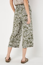 Apricot Green Batik Leaf Belted Culotte Trousers - Image 3 of 4