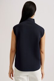 Ted Baker Blue Kaedee Knit Twisted Neck Easy Fit Top - Image 4 of 7