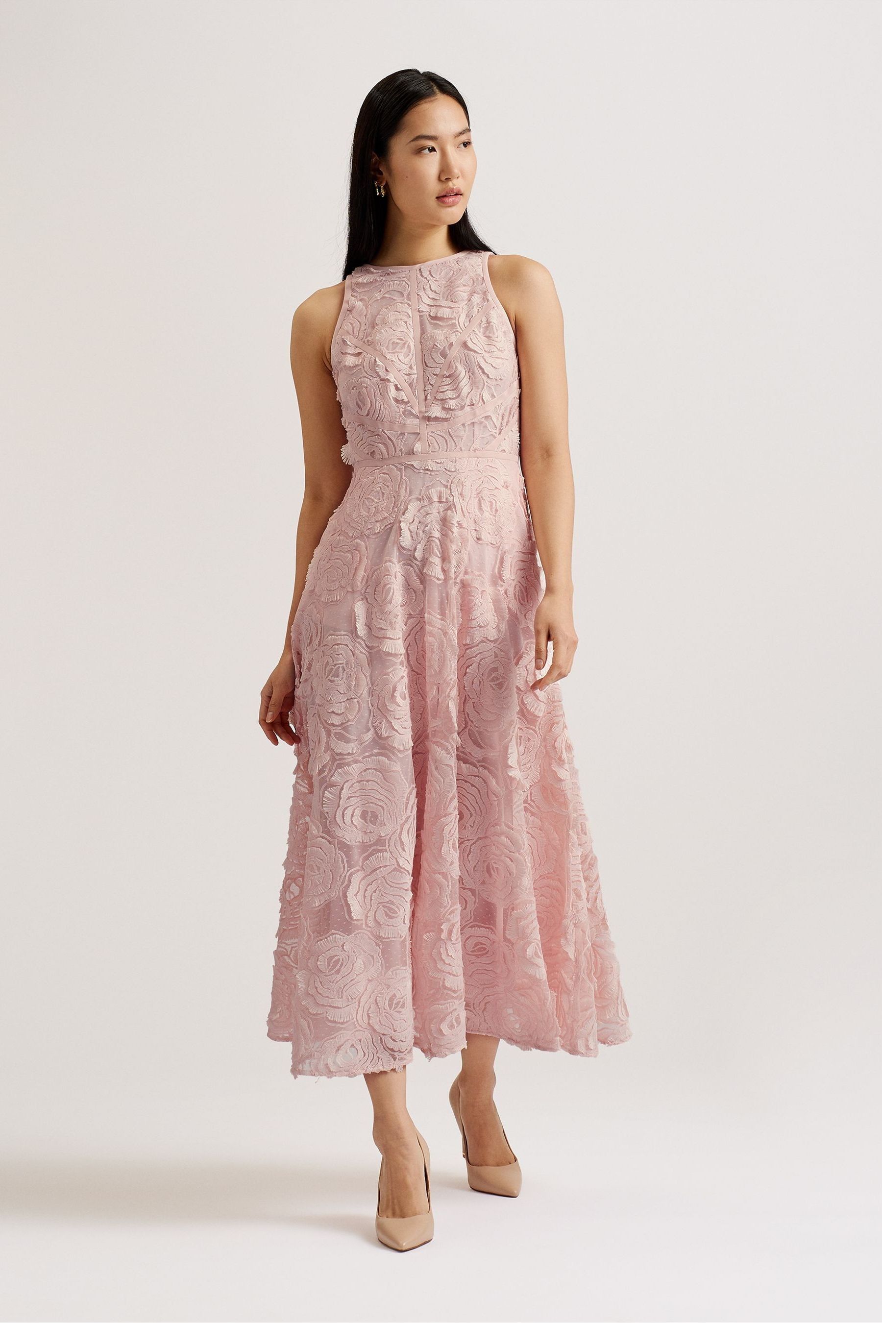 Ted baker long pink dress deals
