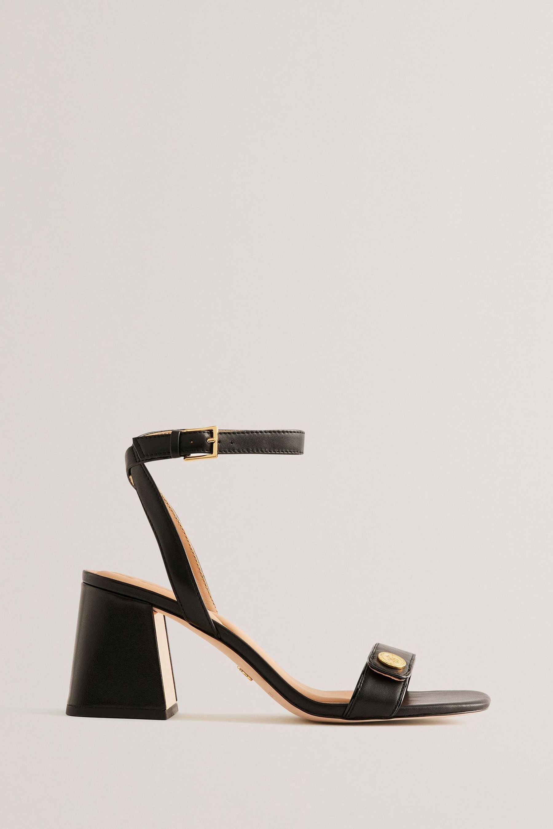 Buy Ted Baker Black Milliiy Mid Block Heel Sandals With Signature Coin from Next Luxembourg