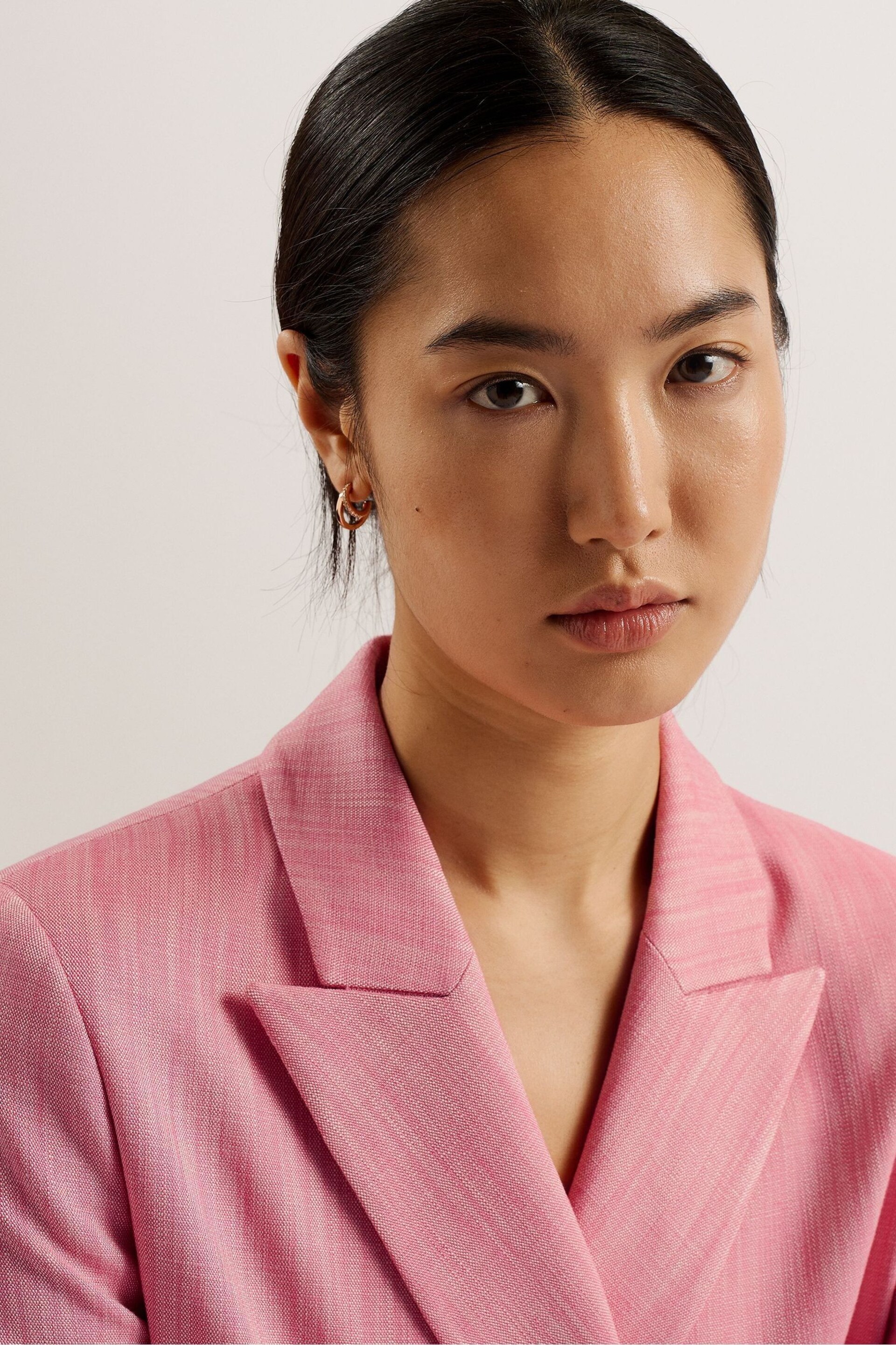 Ted Baker Pink Hiroko Oversized Double Breasted Blazer Coat - Image 4 of 6