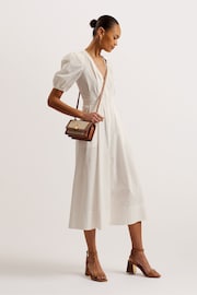 Ted Baker White Ledra Puff Sleeve Midi Dress - Image 1 of 6